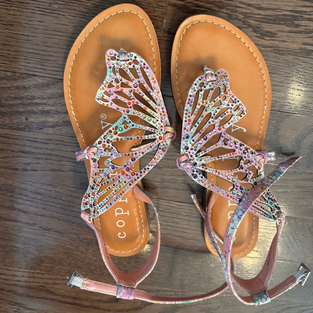 NWT- Rhinestone butterfly sandals